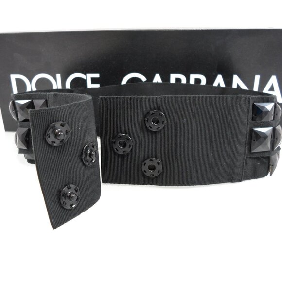 NEW$550 Dolce & Gabbana Grosgrain Embellished Studs Wide Waist Belt 38, XS 2 - Picture 5 of 10